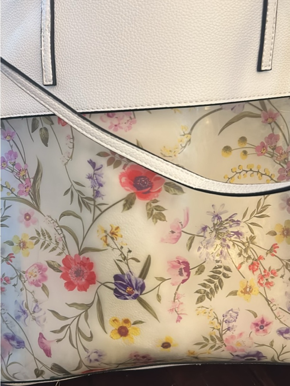 Big Buddha White Floral Print Tote with Gold Accents - Picture 3 of 5